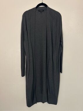 Banana Republic Silk Cotton Long Open Cardigan in Gray